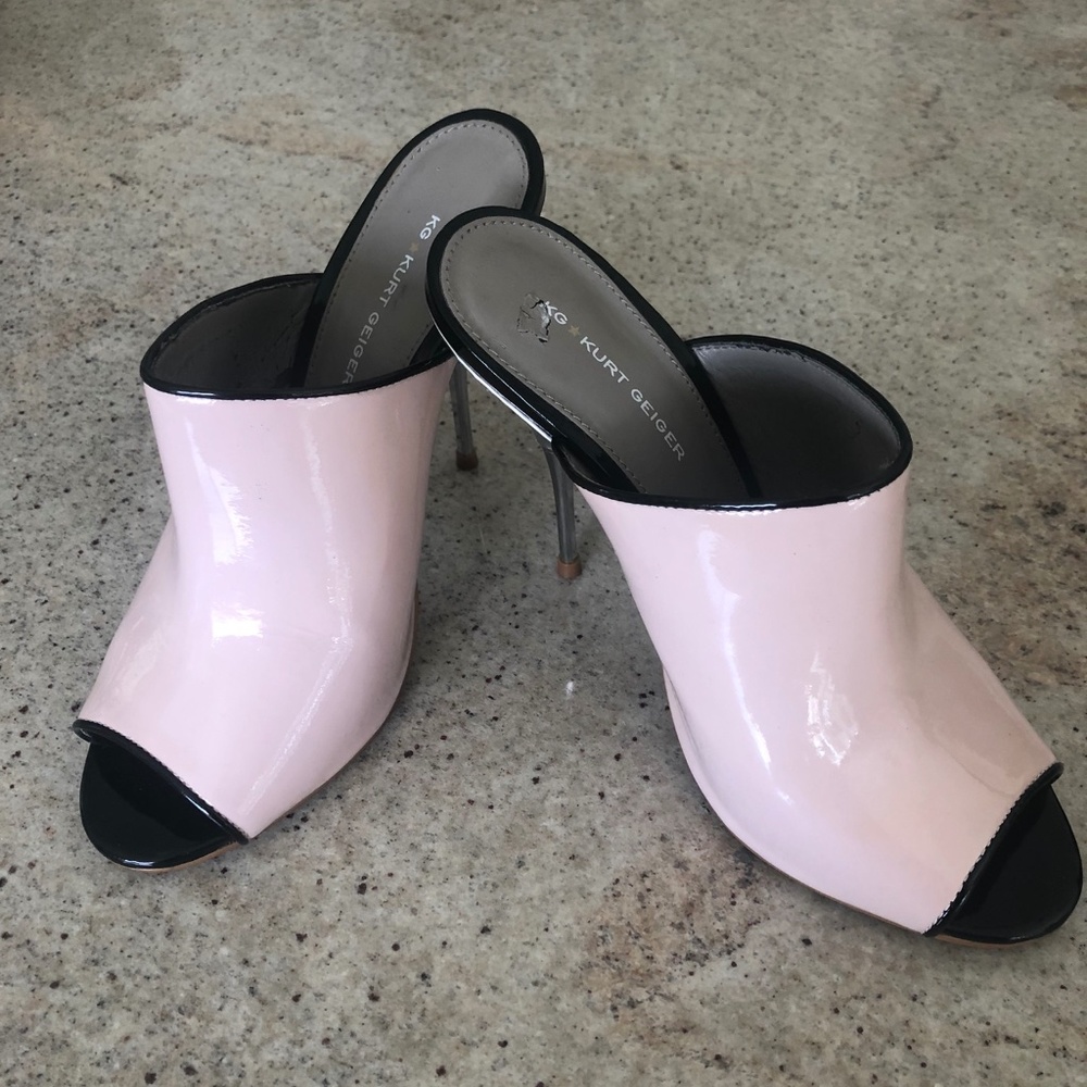 **Vintage** KG Kurt Geiger London Soft pink Patent & Black 4” Heels Sz 39